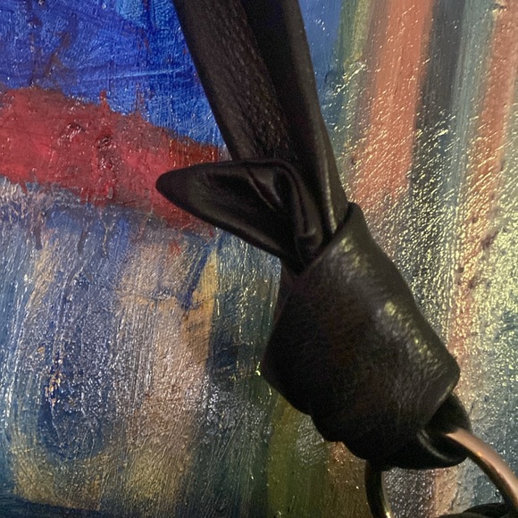 COLE HAAN // ltd ed black buttery leather knot strap magnetic flap shoulder bag - Picture 8 of 13